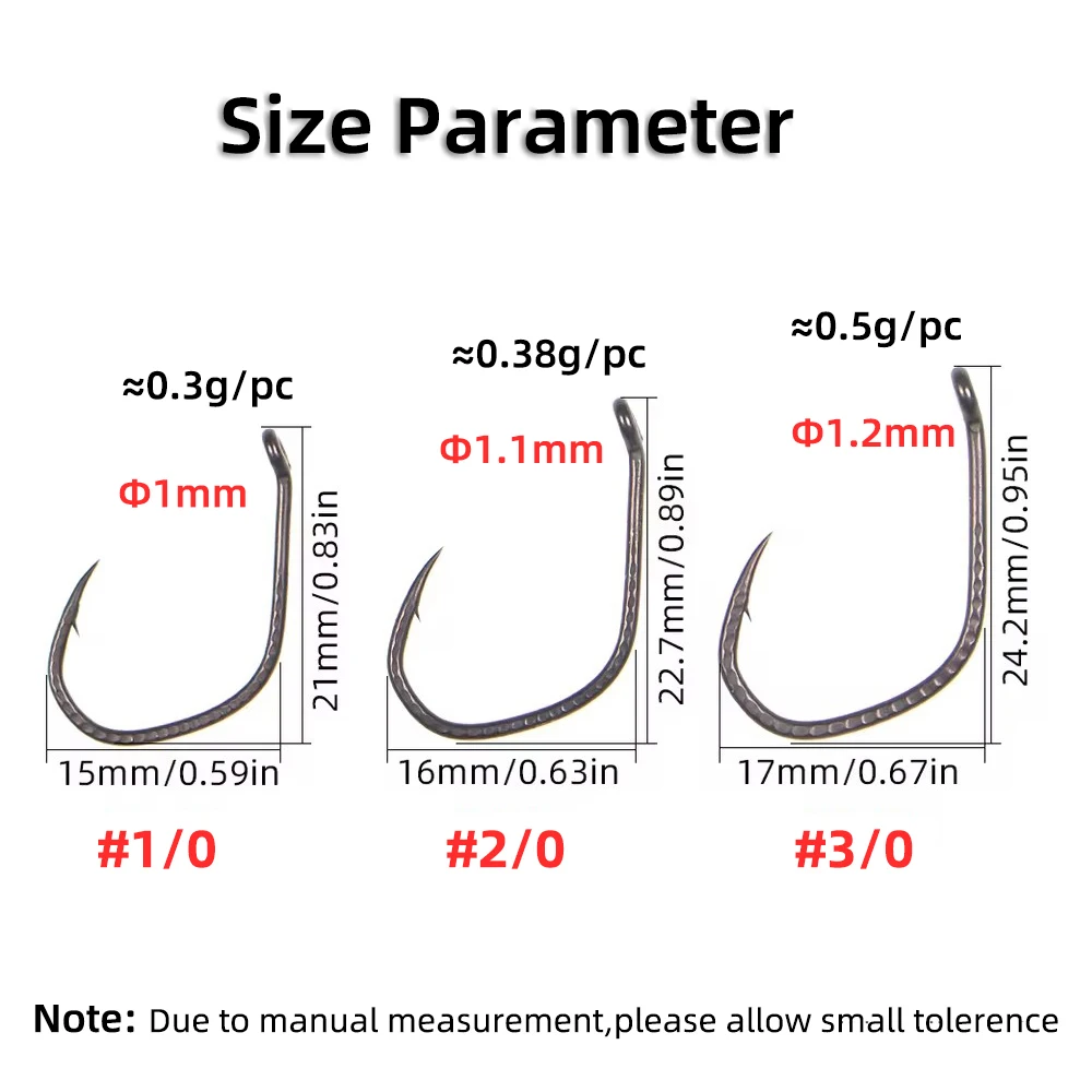 Ellllv 30 Uds 1/0 2/0 3/0 anzuelo loco reforzado negro mate manivela de acero alto en carbono anzuelo de gusano aparejo de tiro aparejos de pesca de lubina - imagen 3