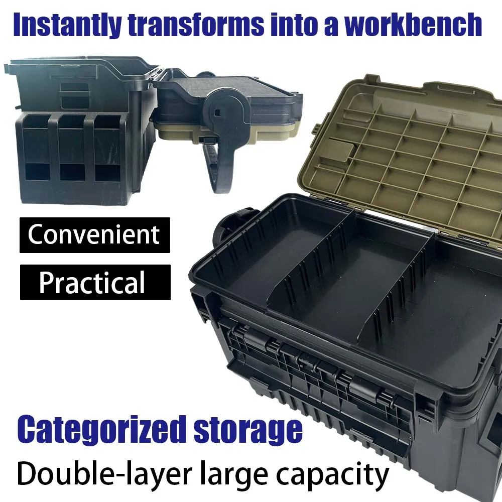 JSFUN Caja de Pesca Grande Multifuncional con Portacañas y Portavasos - imagen 3