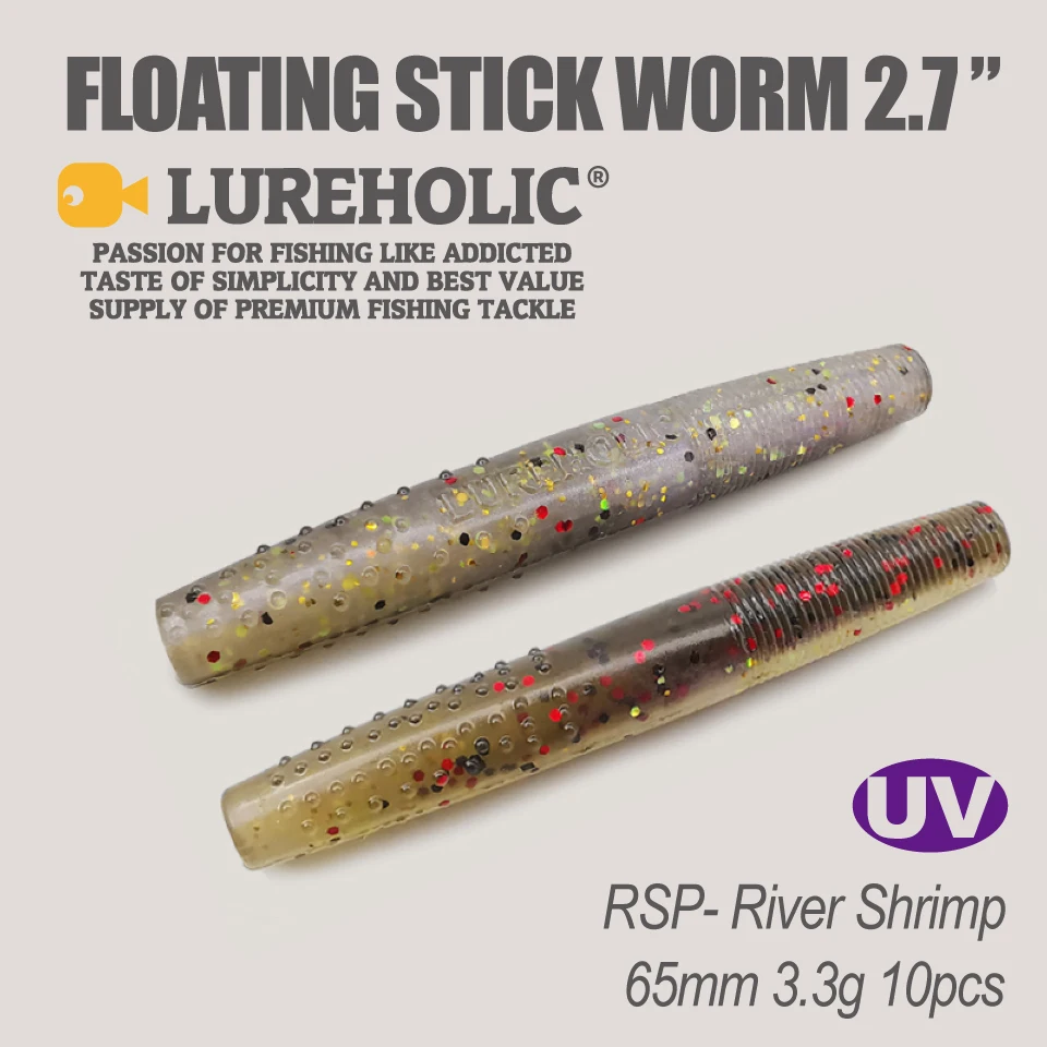 LUREHOLIC Stick Worm Flotante 65mm – Cebo blano para lubina - imagen 5