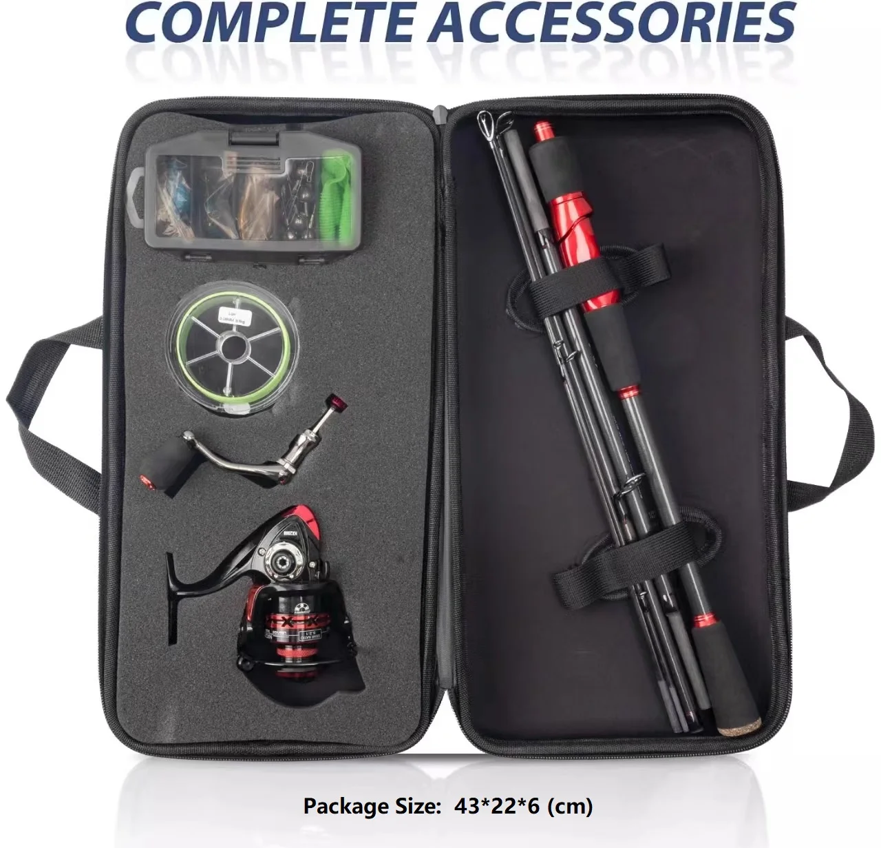 RUKE-caña de pescar de carbono, 5 secciones, medio duro, acción rápida, 1,8 m de longitud retráctil, 44cm, 124g con caja portátil, anillo coreano, mango EVA - imagen 3