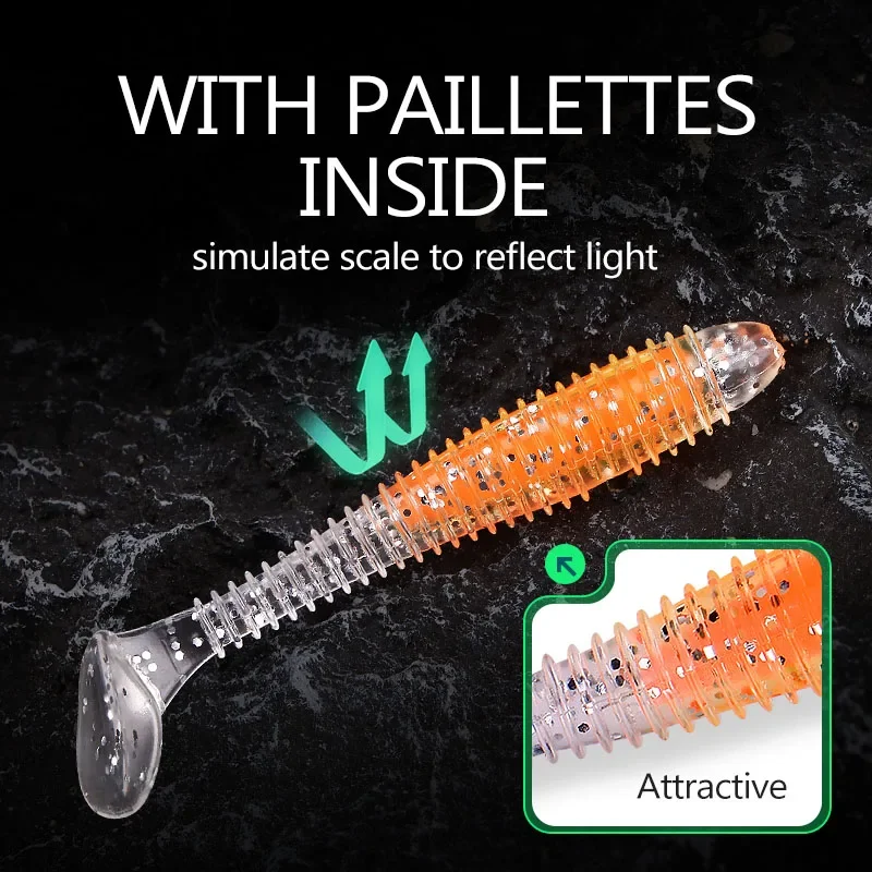 Señuelo suave con cola en T, cebo suave para insectos de pvc, Luya, 6,5 cm/7,5 cm, 6 uds. - imagen 4