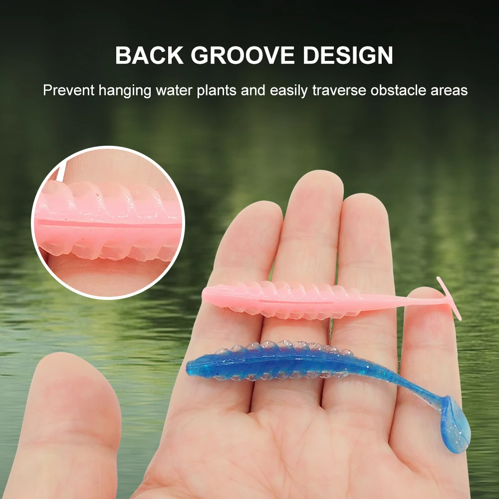 ESFISHING-señuelo de plástico suave, 2,8 pulgadas, 12 Uds., Ondulación Shad, cola en T pequeña, Swimbait, cebo de pesca Jigging para aparejos de perca de lubina - imagen 5