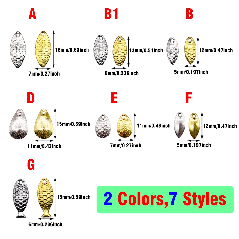 MNFT 40 Uds Kit de cebo de hoja giratoria DIY herramienta de fabricación de señuelos de pesca de Metal accesorios de pesca - imagen 4