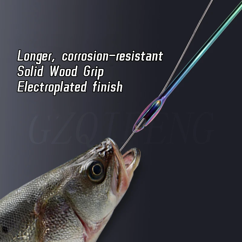 ZYZ-Extractor de anzuelos de pesca de 28,5 CM, cuerpo de acero inoxidable galvanizado + agarre de madera maciza, herramienta removedora de anzuelos de garganta profunda - imagen 3