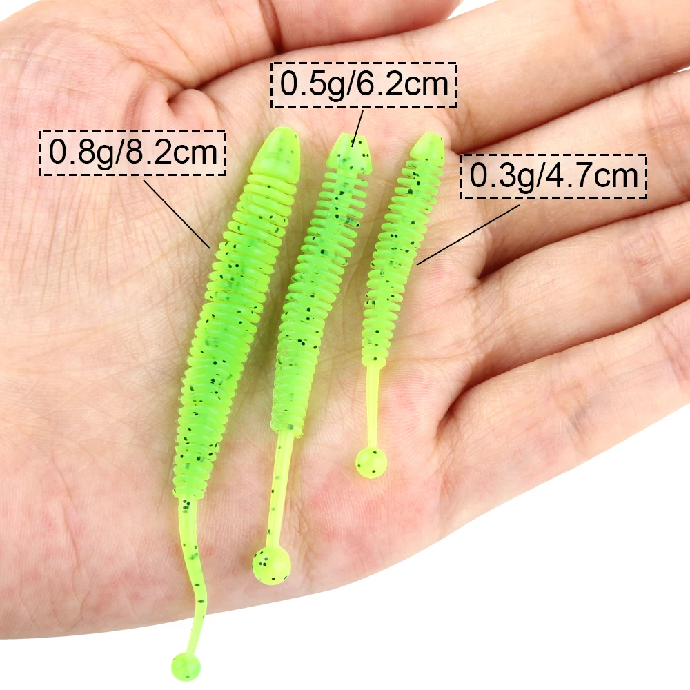 Spinpoler-señuelo de pesca suave, palo de sábalo, gusano, lubina, lombriz de tierra falsa, trucha Artificial, lubina, tiro caído, perca, Leurre, 10 unidades por paquete - imagen 4