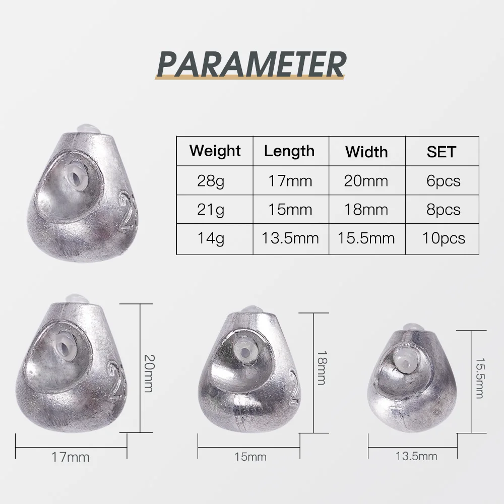 Noeby-aparejos de pesca de plomo deslizante, aparejo Texas, aparejo libre, cebo blando, fondo anticolgante, 14g, 21g, 28g - imagen 2