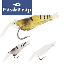 FishTrip-señuelo de camarón suave, cebo de pesca de gambas suave y luminoso, aparejos de pesca de camarones de silicona para lubina de agua dulce, trucha, salmón, 10 Uds.