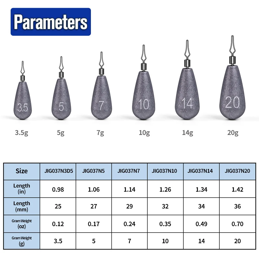 Accesorios de pesca, cabeza de anzuelo con plomo, 3,5g, 5g, 7g, 10g, 14g, 20g, colgante de plomo, plomos de pesca para señuelo de tiro caído - imagen 4