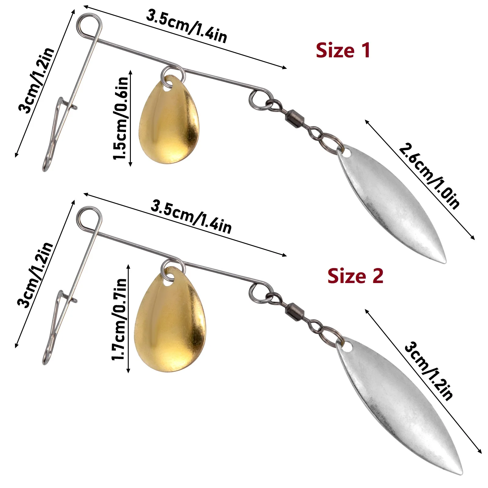 Señuelo giratorio de pesca, plantilla de Metal, Buzzbait Spinnerbait con hoja de sauce, hoja Colorado para tipo de pez, lubina, trucha, agua dulce, 5 uds. - imagen 2