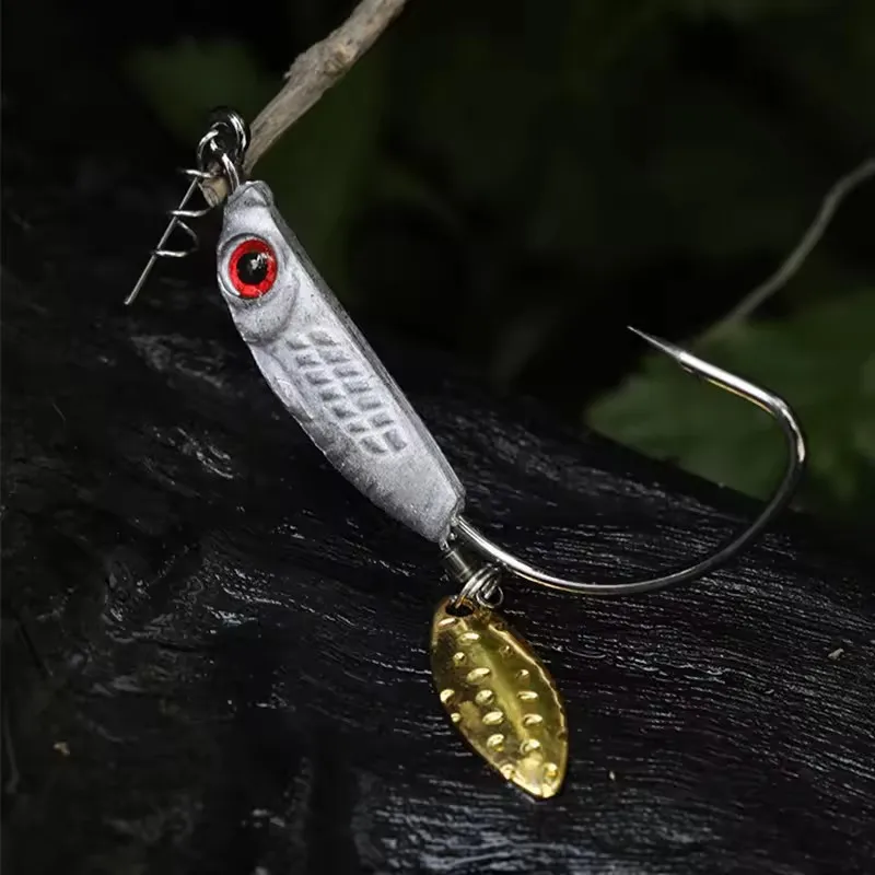 WEIHE 3g 5g 7g 10g 14g anzuelo de pesca con cabeza de anzuelo de plomo en forma de pez anzuelo de manivela con hoja Spinner para señuelo suave - imagen 3