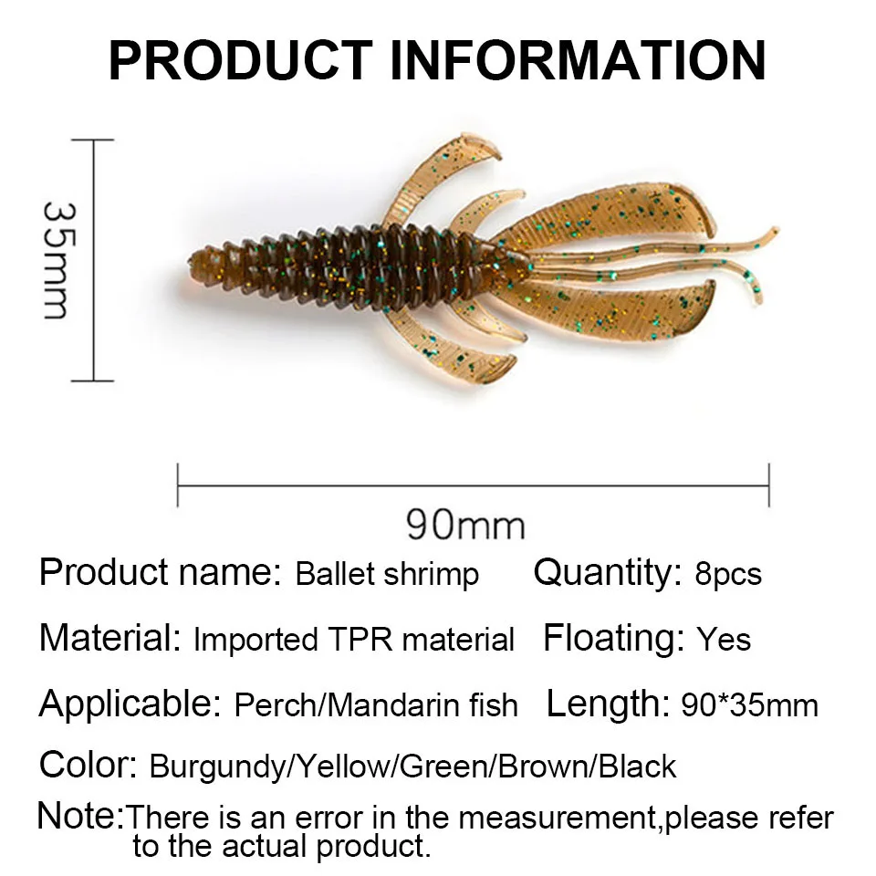 WALK FISH-señuelo de pesca de camarón, 8 unids/lote, 90MM/3G, de silicona artificial, Jigger, Wobblers, aparejos de pesca para lubina - imagen 4