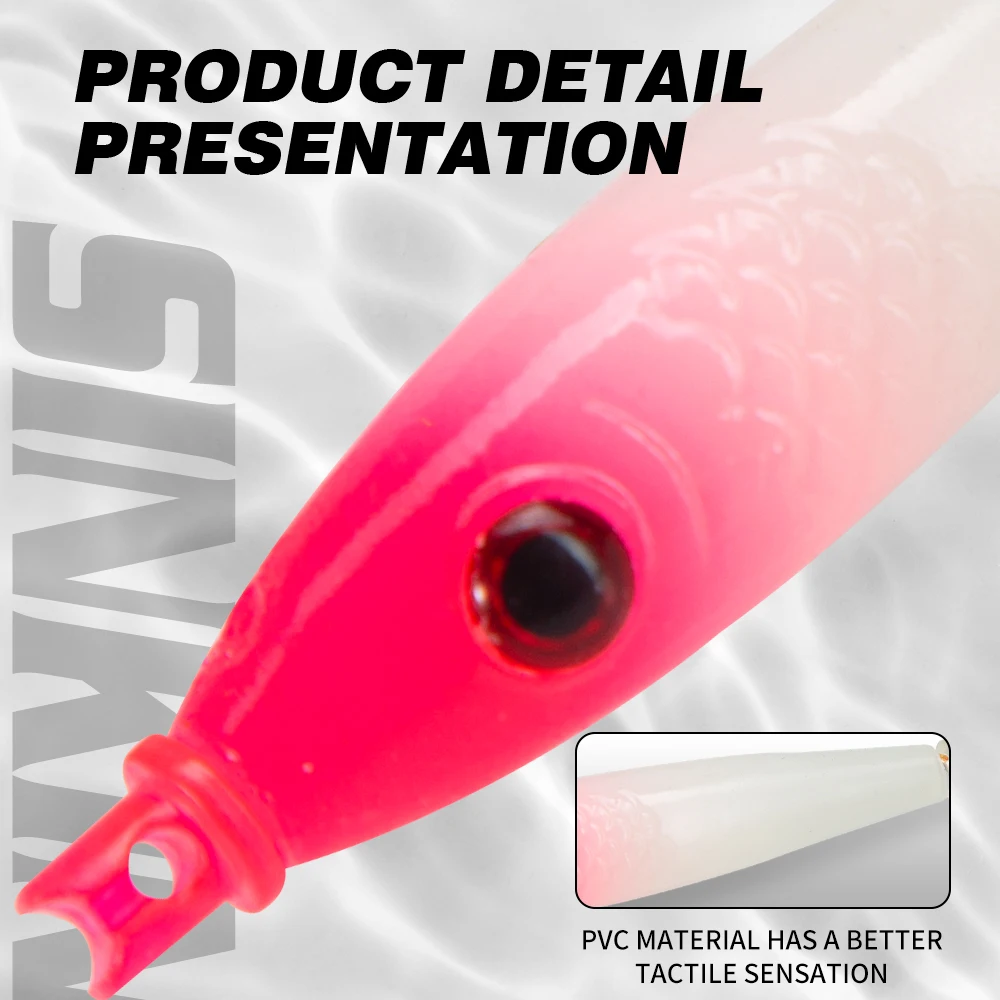 Hunthouse-señuelo de pesca Jigging de calamar suave, 90mm/6,7g, 2 unids/caja, anzuelo Egi, cebo que se hunde, luminoso, pulpo de agua salada, aparejos de sepia - imagen 5