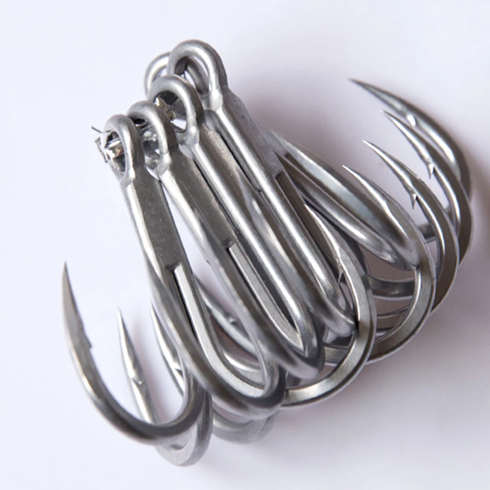 4X anzuelos triples fuertes de agua salada HG, moler a mano, afilados, nuevo juego grande a prueba de herrumbre, anzuelos de pesca de atún y curricán de mar - imagen 5