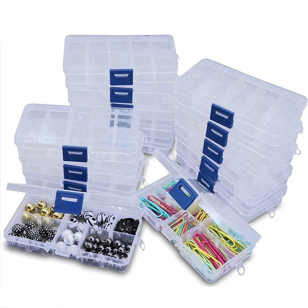 Estuche de almacenamiento de herramientas de conector de cebo, caja de plástico transparente desmontable, 10 compartimentos, caja de aparejos de pesca - imagen 5