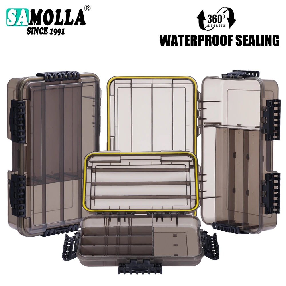 SAMOLLA nueva caja grande impermeable para aparejos de pesca, anzuelo de pesca, señuelo, caja de almacenamiento de cebo, accesorios portátiles para aparejos de pesca