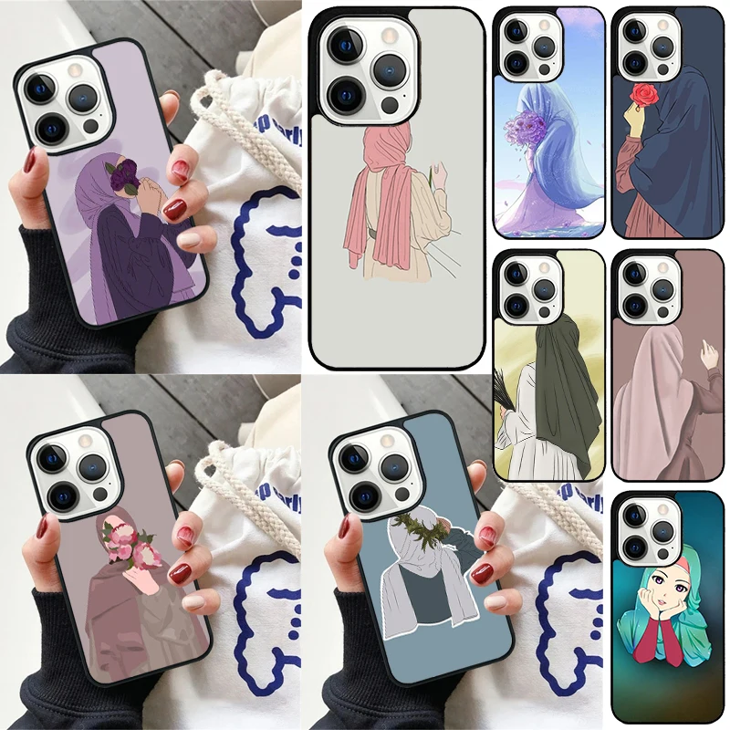 Funda islámica para iPhone diseño Hijabi – 16 15 14 Pro Max