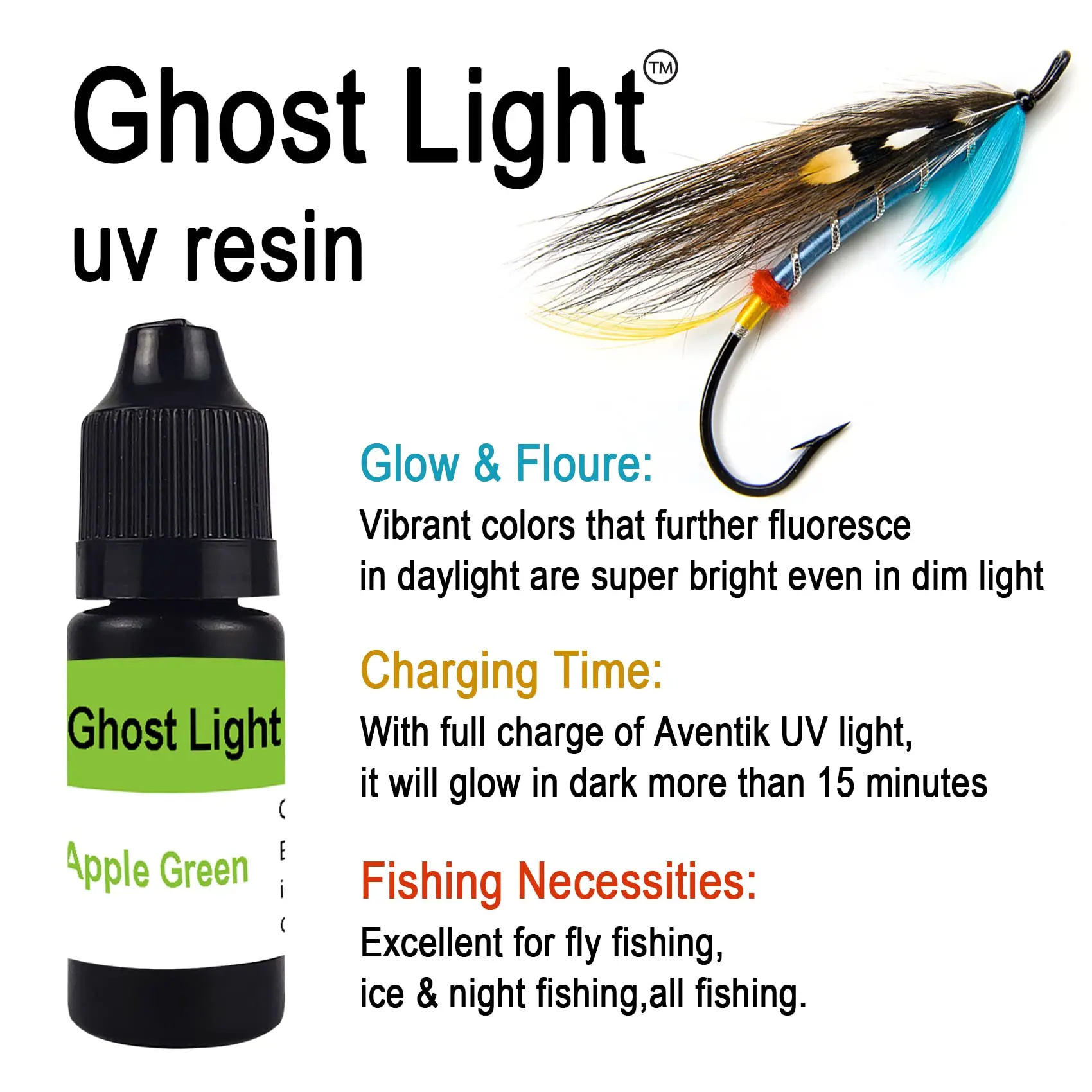 EUPHENG-resina UV con luz fantasma, 7 colores que brillan en la oscuridad, opciones de colores, excelente para hacer moscas luminosas, puntos calientes - imagen 5