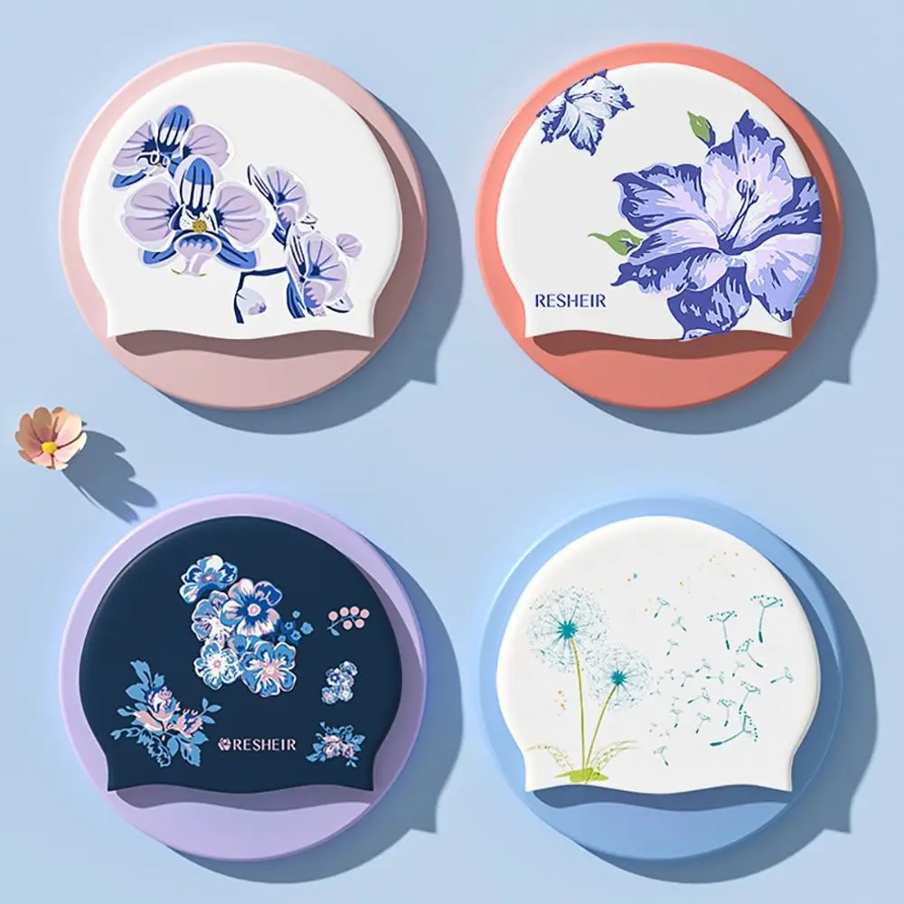 Gorro de baño de silicona para adultos, gorros de ducha impermeables de pelo largo con protección de orejas, ultrafino - imagen 2