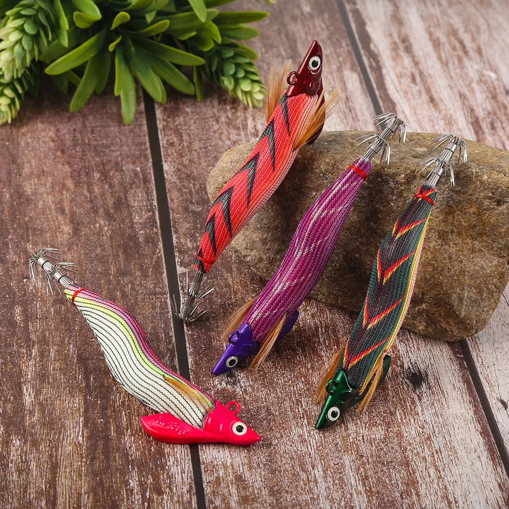 Cebo de madera para camarones, plantilla de calamar, Paulownia, señuelo de calamar de madera, plantilla de pulpo, plantilla de mar, juego de pesca, anzuelos de calamar - imagen 5