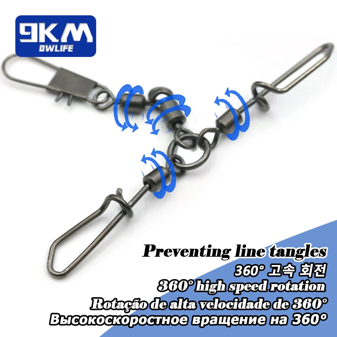 9KM giratorios de 3 vías 5 ~ 20 piezas conector de Clip a presión de calamar plataforma giratoria de agua salada accesorios de aparejos de agua dulce - imagen 4