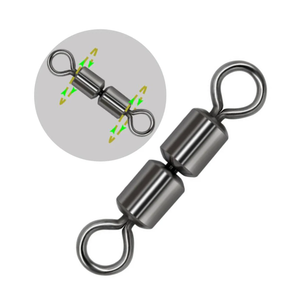 ORJD-conector giratorio DE PESCA DE DOBLE JUNTA, accesorio de pesca de lubina, carpa, cuentas de acero inoxidable de alta velocidad, 50 piezas - imagen 4