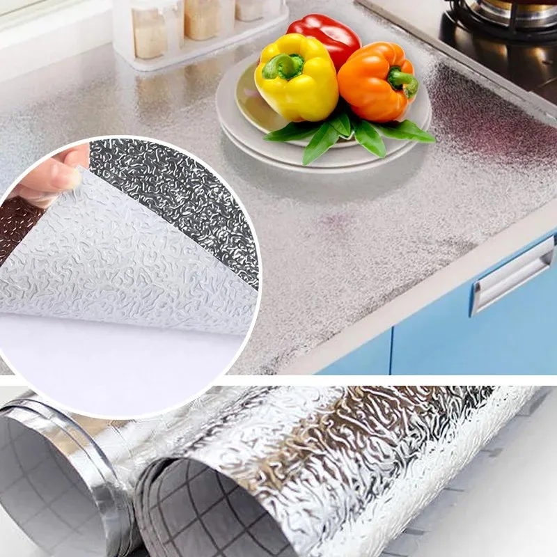 Pegatinas autoadhesivas a prueba de aceite para cocina, 40cm, antiadherentes para estufa, pegatinas de papel de aluminio resistentes a altas temperaturas para gabinete - imagen 5