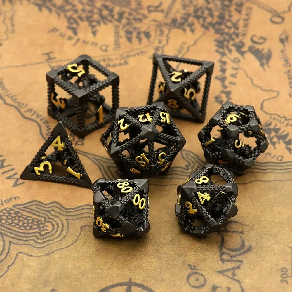Juego de dados de Metal para DND, 7 piezas, D20 D12 D8 D6 - imagen 3