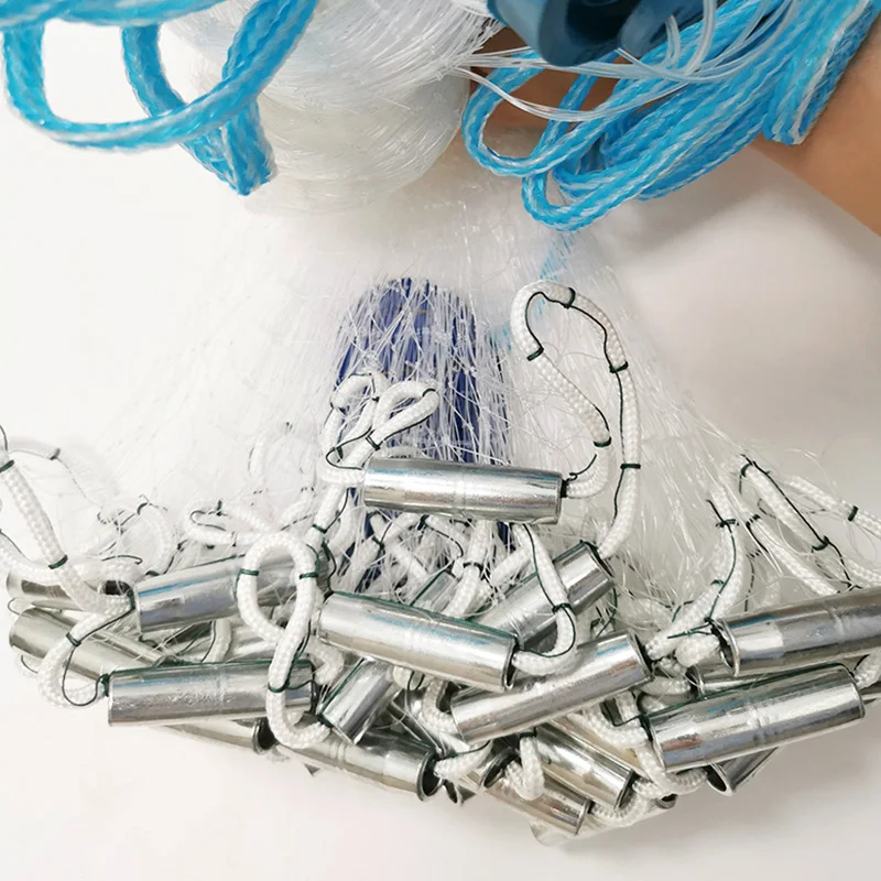 Red de pesca Lawaia con plomos de hierro, aparejos de red moldeados a mano, Cable trenzado naranja, redes de lanzamiento manual para aguas poco profundas - imagen 5