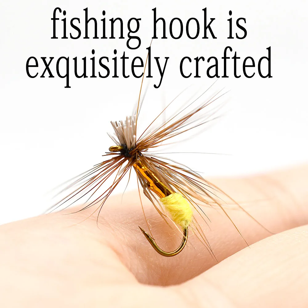 MNFT-anzuelo de pesca con mosca seca, 10 piezas, marrón, dorado, amarillo Caddis, trucha, Nymph, señuelo falso - imagen 3