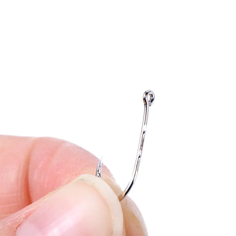 Anzuelo de pesca con mosca afilado con púas en la espalda, anzuelo de púas antioxidante, anzuelo de cebo estrecho compensado, anzuelo de pesca de vástago largo de acero rico en carbono - imagen 5