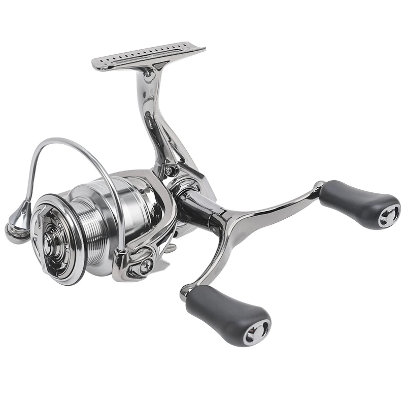 Palanquillas Serie AT, relación de transmisión 5,0: 1, arrastre máximo de 12lb, doble balancín, carrete de pesca giratorio, para agua dulce y salada - imagen 4