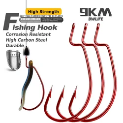 Anzuelo EWG Offset Rojo – Texas para Lubina, Agua Dulce y Salada