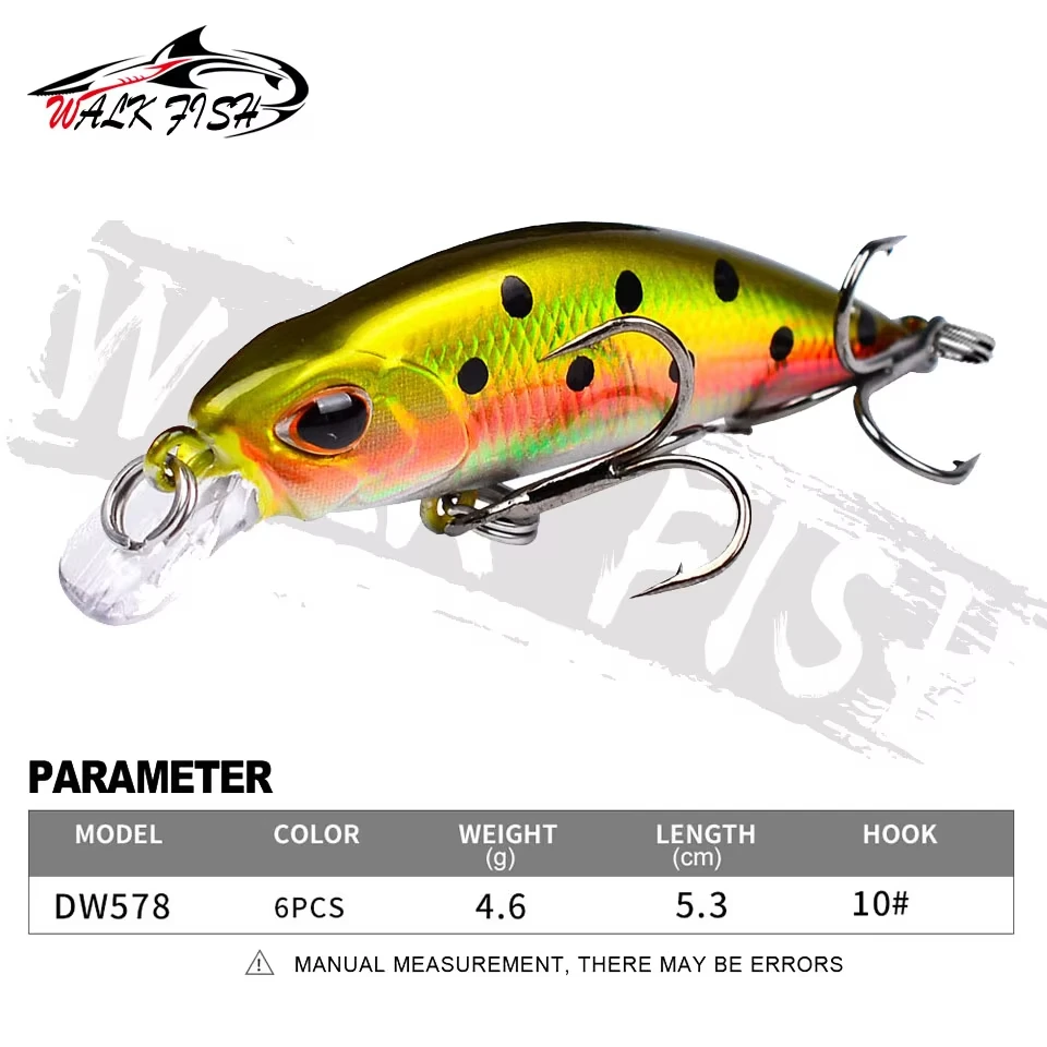 WALK FISH 1 unidad 4,5g 4,6g Minnow Mini Señuelos de Pesca hundidos inversión de largo alcance cebo falso biónico plástico duro cebo de pesca - imagen 4