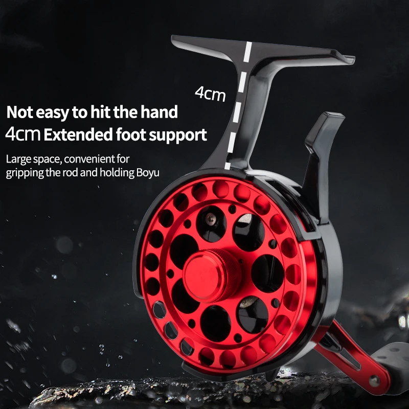 Carrete en línea para pesca en hielo Huidiao, relación de engranaje 3,6:1, 3 + 1BB, carrete libre totalmente de Metal, carrete para balsa, sistema de caída lenta ultrasuave de pie alto - imagen 2