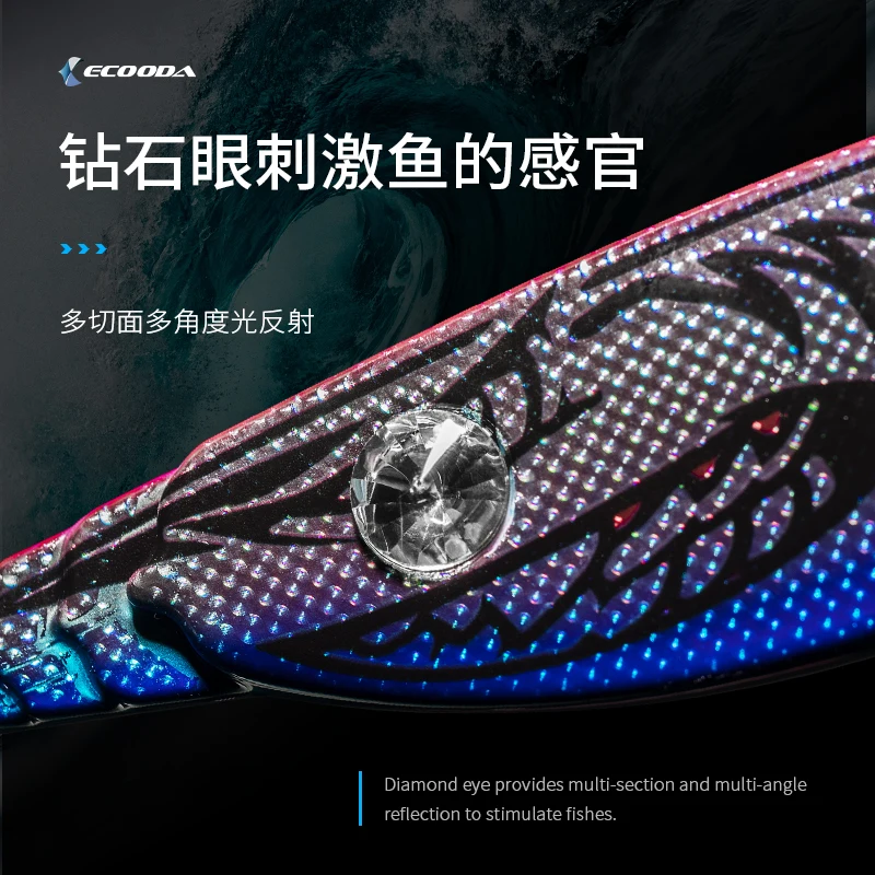 ECOODA-señuelo de plantilla de Metal Artificial, señuelo de pesca Jigging de tiburón cruzado, luminoso, de 90-480g, para mar profundo, plantilla de pesca lenta - imagen 3