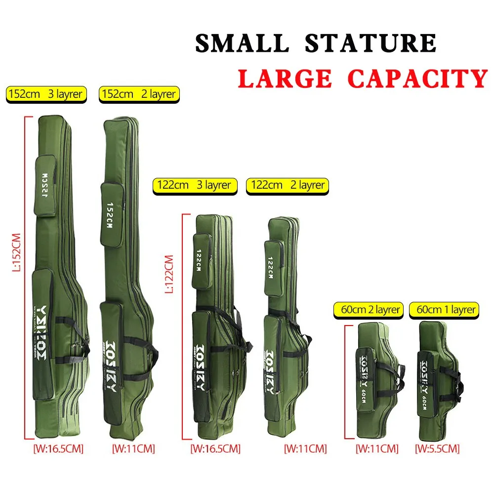 Bolsas de pesca portátiles, estuche para aparejos de pesca, bolsas multifuncionales para caña de pescar, 60CM, 122CM, 152CM, 182CM, 2/3 capas, bolsa de gran capacidad - imagen 2