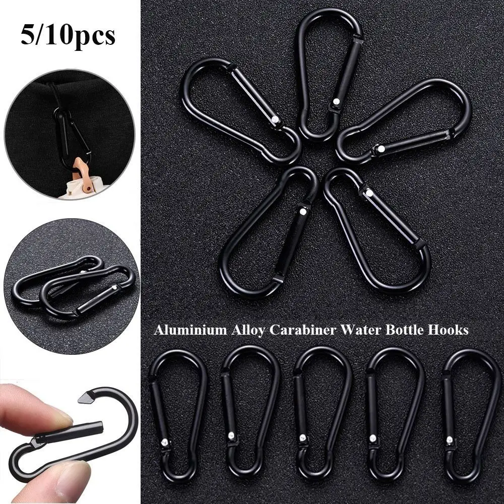 Mosquetón negro de aleación de aluminio para exteriores, 5 piezas, alta calidad, 3,6x46mm, Clip a presión de resorte, llavero de escalada, herramienta para exteriores