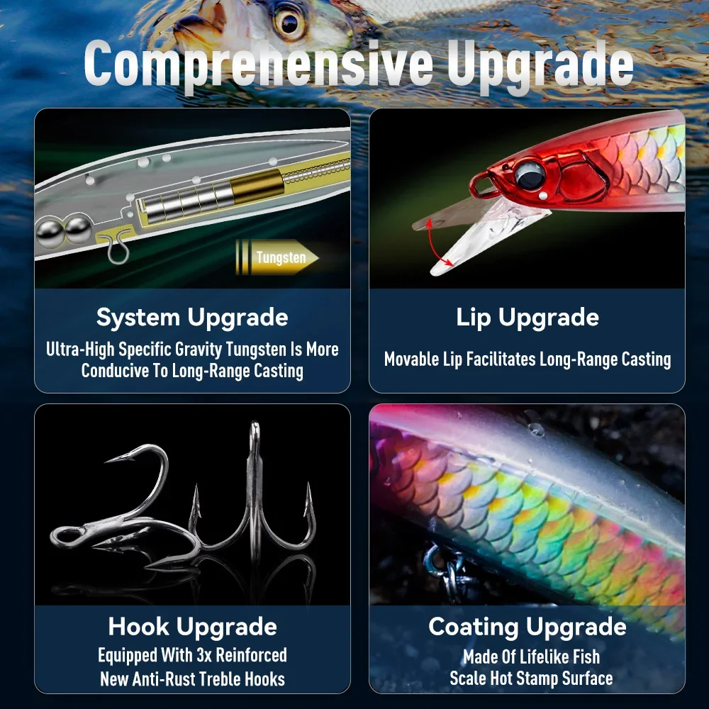 Kingdom Kingart-II-señuelo de pesca de pececillo hundido, 7,5g, 14g, 18g, 70mm, 90mm, 110mm de fundición larga, Jerkbaits artificiales, cebo duro, lubina - imagen 3