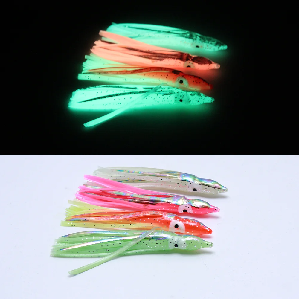 Vinilo de calamar luminoso chapado en oro – Señuelo con falda para pesca en mar