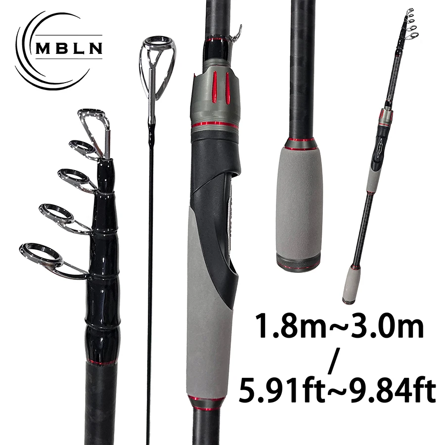 Caña giratoria de fibra de carbono 2,4 m para pesca en surf