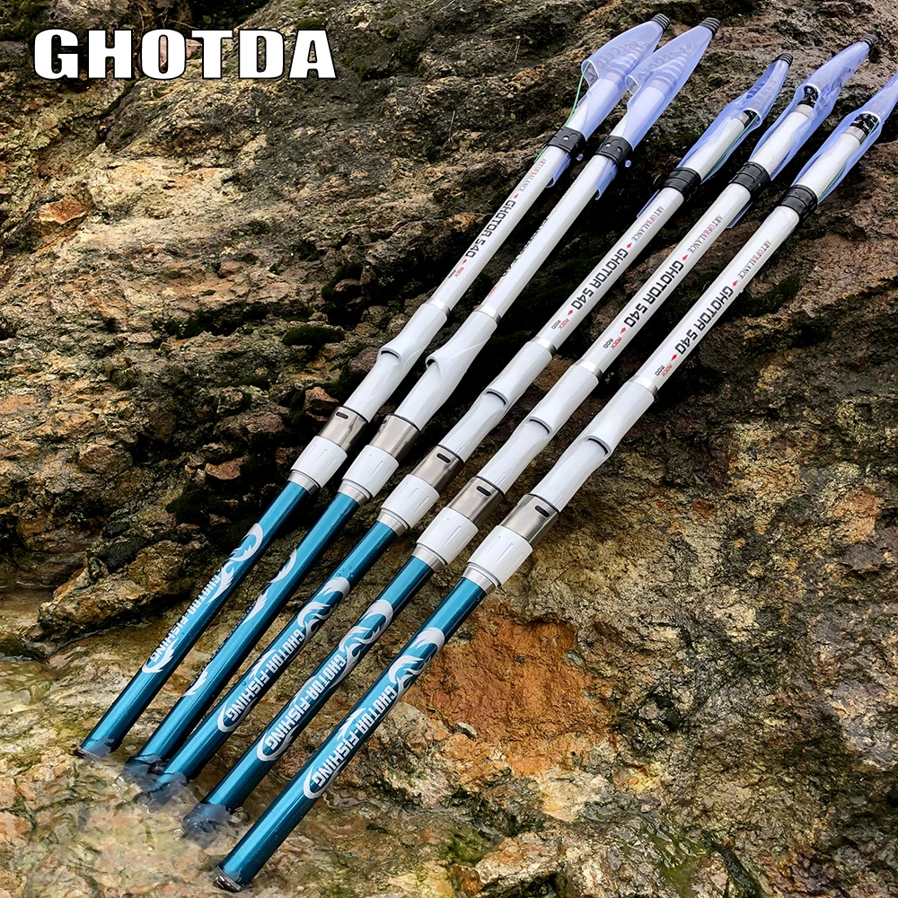 GHOTDA-caña de pescar telescópica de carbono, accesorio necesario para pesca en roca giratoria, ultraligera, potencia de 3,6 M, 4,5 M, 5,4 M, 6,3 M - imagen 4