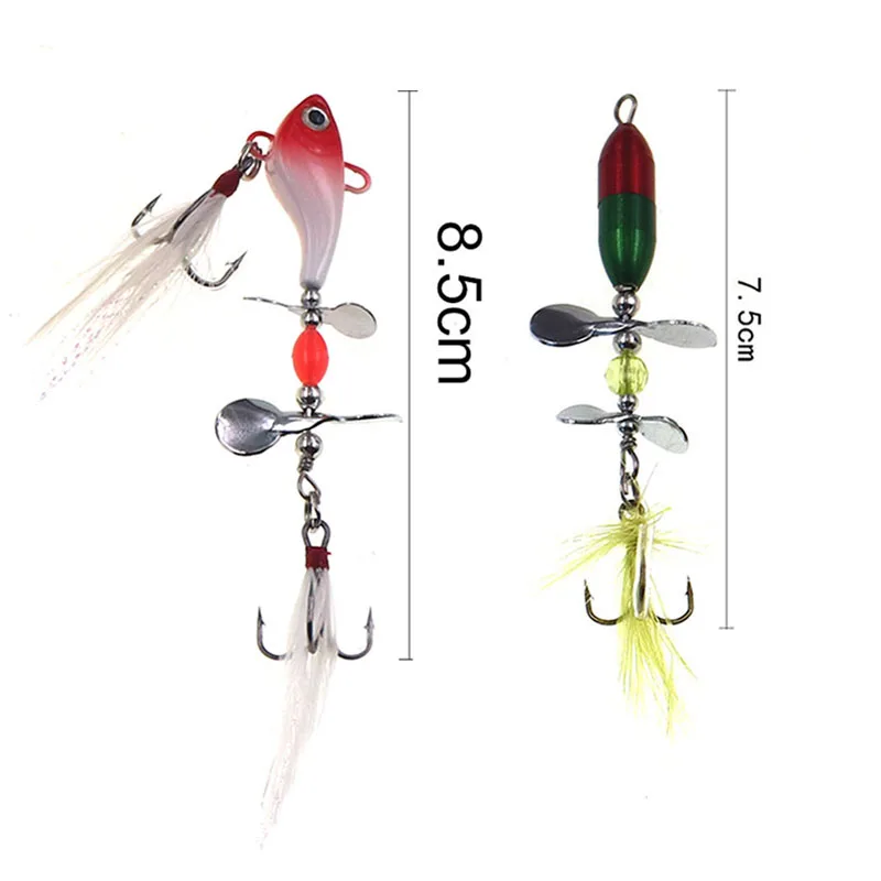 Cebo giratorio de fundición larga, 10g, 7,5 cm, señuelo de pesca de Metal, cuchara de hélice de doble cola, trucha, carpa, bagre, señuelos artificiales de hielo - imagen 3