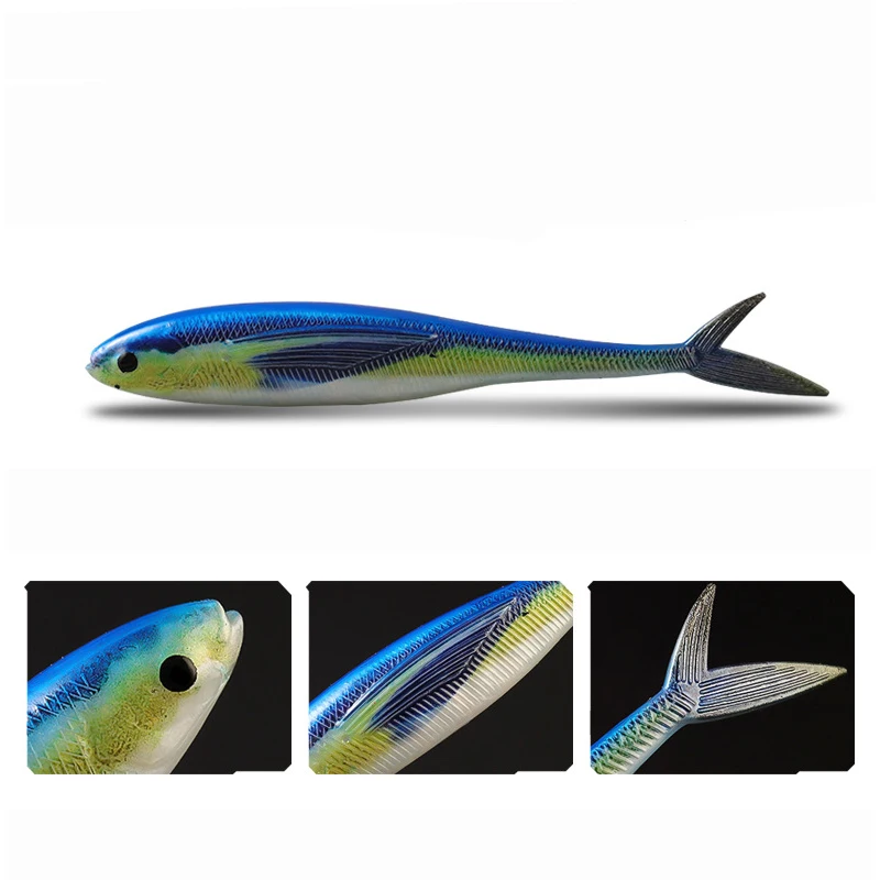 Señuelos de Pesca de 11g, 12,5 cm, 3D, Señuelos de pesca de curricán, atún, caballa, cebo de agua de mar, señuelo de plástico suave, Swimbait para pesca de lubina - imagen 3