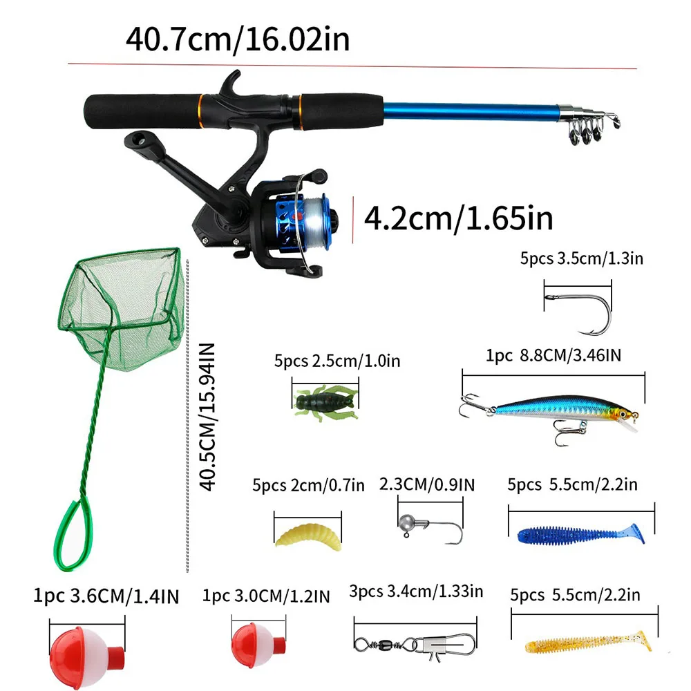 Juego completo de aparejos de pesca, herramientas de caña de pescar, accesorios de carrete de señuelo de pescado, equipo telescópico, artículos, señuelos, cañas de cebo - imagen 3