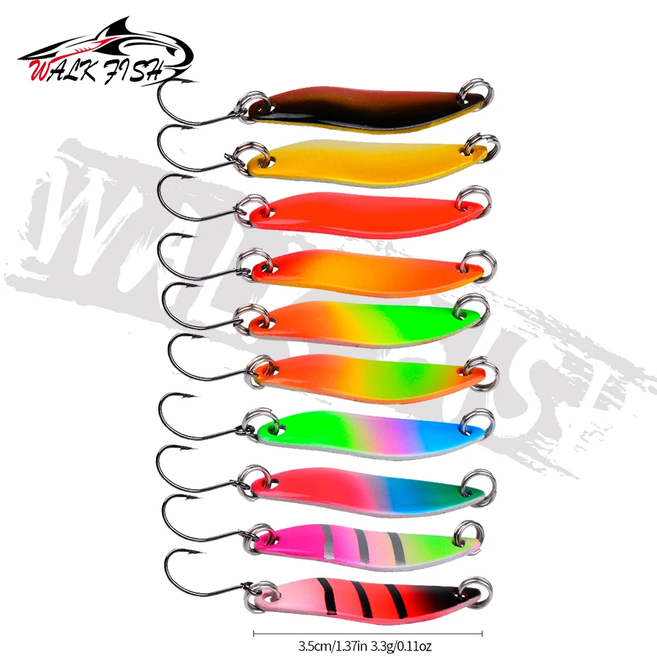 WALK FISH-señuelo de pesca de doble Color, 1 piezas, 2,15g, 3,3g, cuchara de Metal, trucha, lubina, cebo duro, Artificial - imagen 4