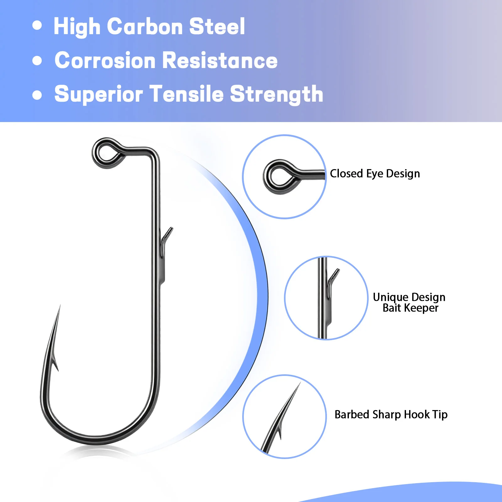 Ganchos de plantilla de 9KM y 90 grados, anzuelo Baitholder con alambre, anzuelo de cabeza de anzuelo de pesca para agua dulce salada, 50-200 Uds. - imagen 3