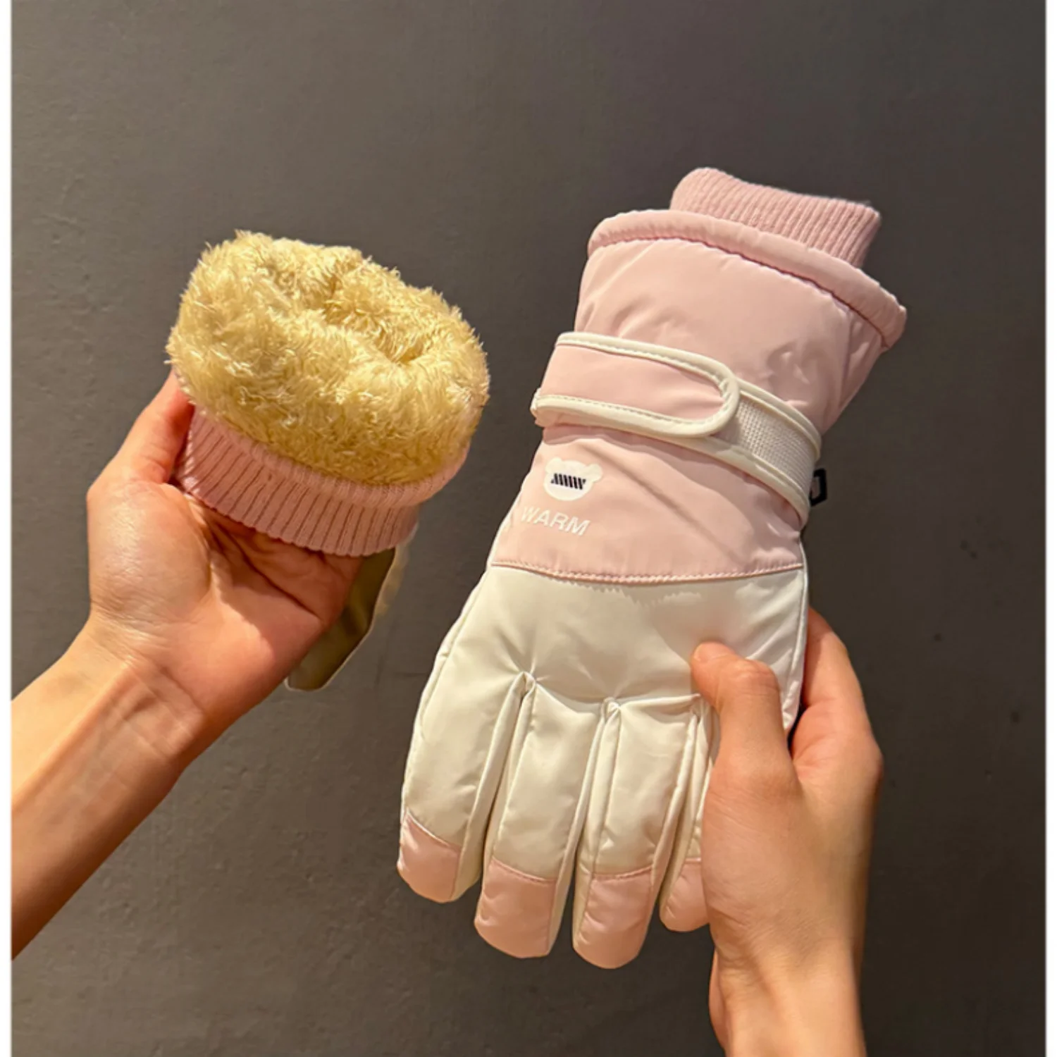 Guantes de esquí de invierno, manoplas de paleta de colores de macarrón a la moda, guantes con pantalla táctil de dedo completo para ciclismo, montar, esquiar, acampar - imagen 5