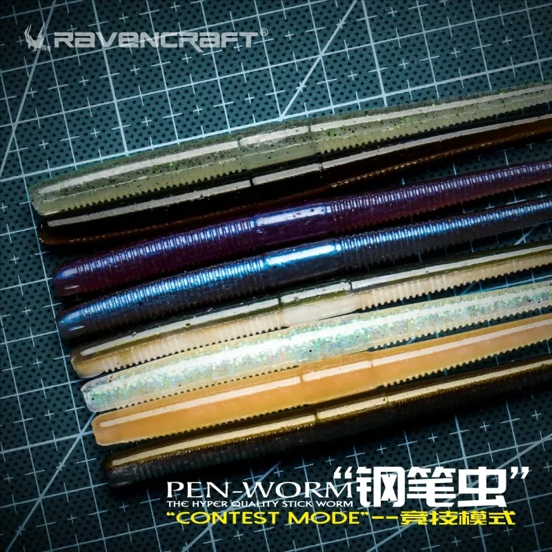 7/8 Uds Ravencraft Pen-Worm Wacky Worm 105mm/120mm cebos de silicona suave de hundimiento lento Pesca de carpa para señuelo de Pesca Artificial de trucha - imagen 5