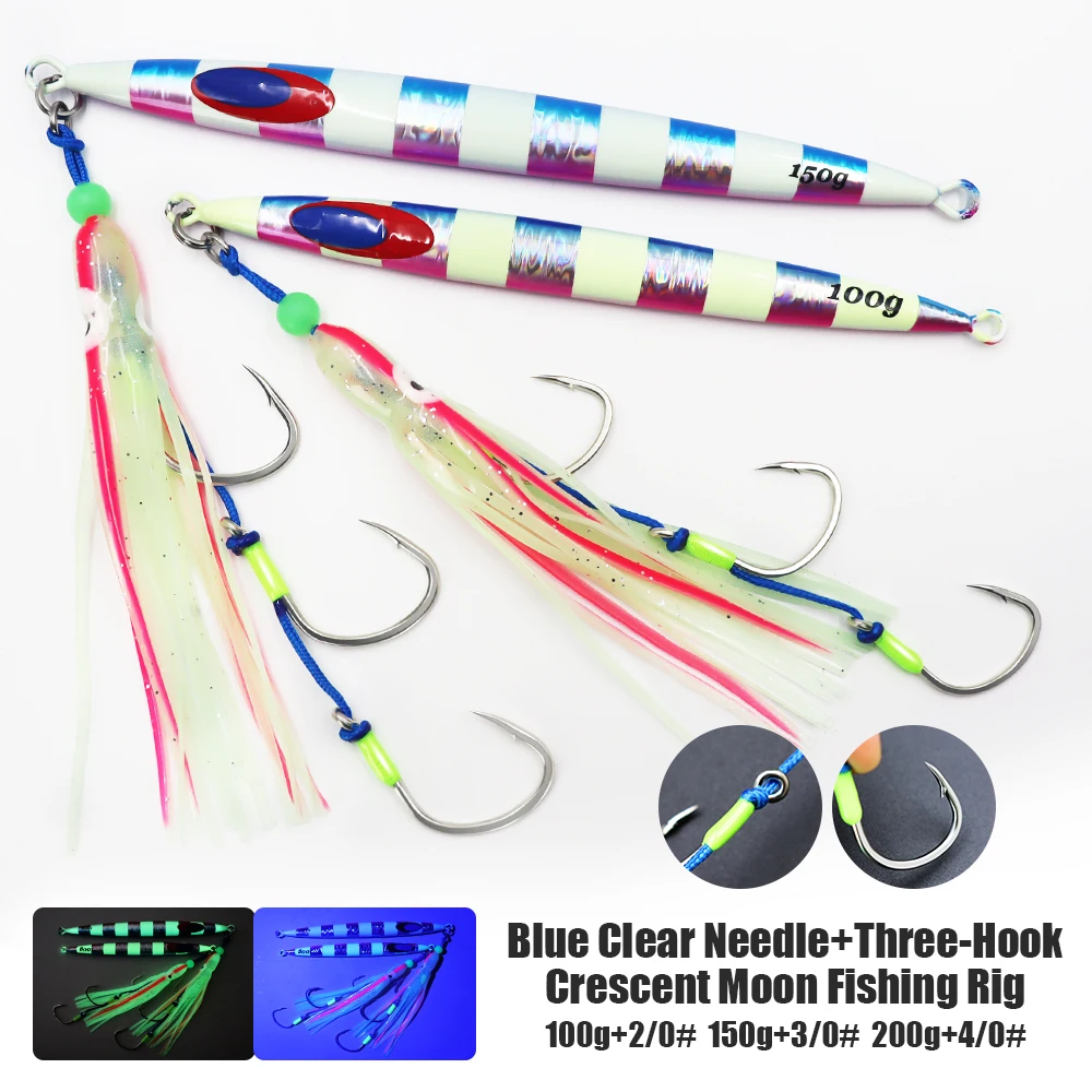 ZYZ-cebo tipo lápiz para pesca en el mar, JIG 100g, 150g, 200g con anzuelo luminoso de cuerda de calamar, señuelo de pesca de aguas profundas, aparejos Fakebait, 1 ud.