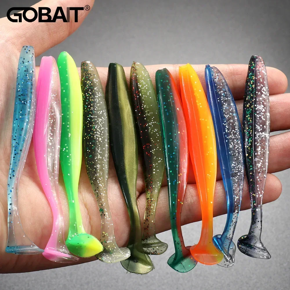 GOBAIT-señuelo suave de 5,5 cm, 7cm, 10cm, 12,5 cm, cola en T, cabeza de plantilla de Metal, anzuelo de gusano, Swimbait DIY, aparejos de Pesca de carpa, cebo Artificial